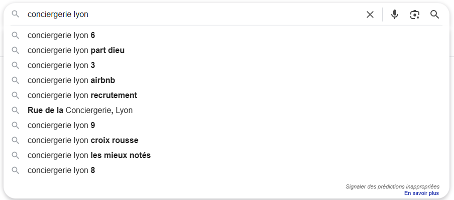checklit SEO local : autocomplétion
